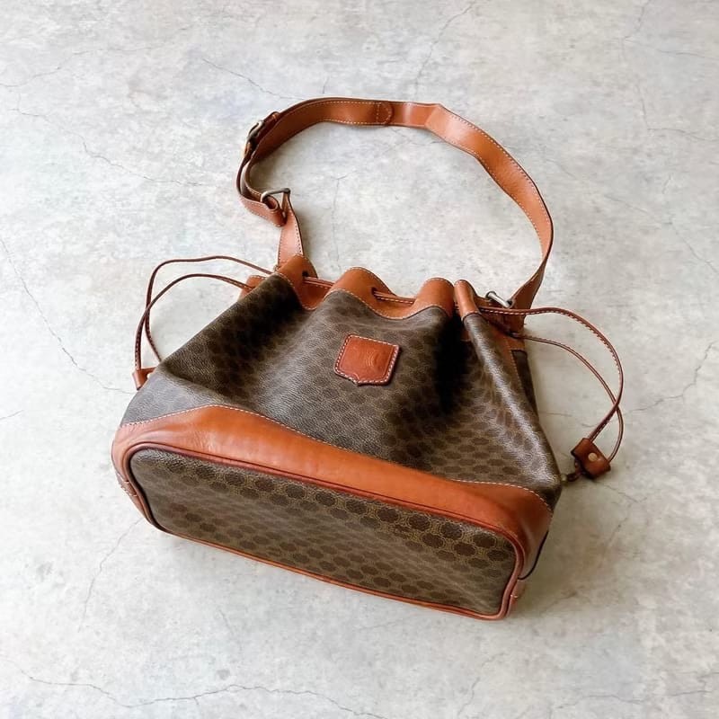 【LA LUNE】絕版古董包 Celine老花中古水桶包 單肩包 皮革包 斜背復古二手-5