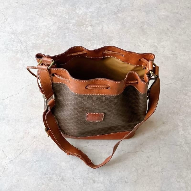 【LA LUNE】絕版古董包 Celine老花中古水桶包 單肩包 皮革包 斜背復古二手-6