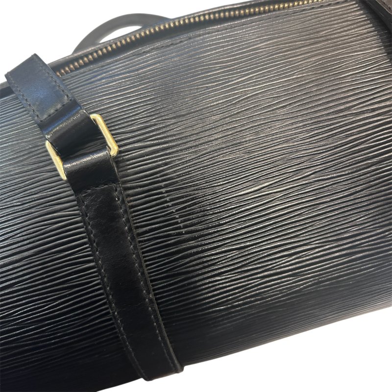 LV黑色水波紋圓桶手提包-11