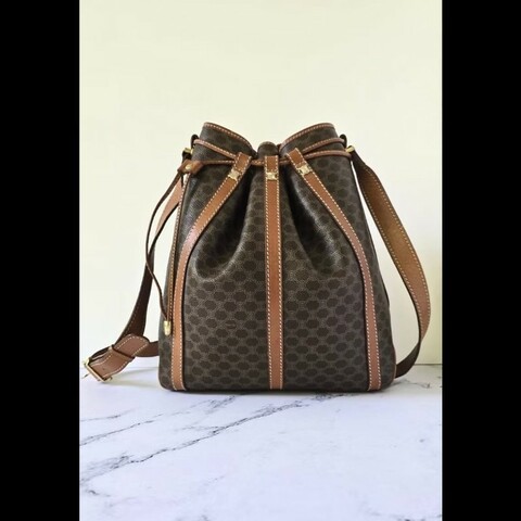 【LA LUNE】稀有中古包 Celine老花水桶包 單肩包 側背包 斜孭復古二手古董