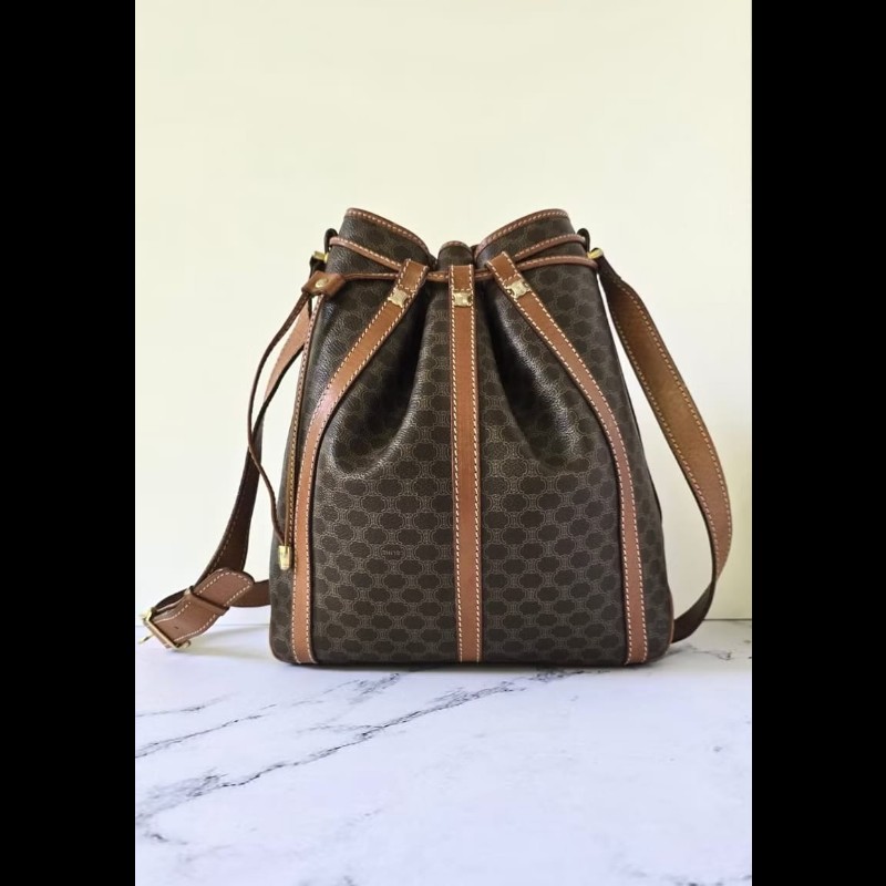 【LA LUNE】稀有中古包 Celine老花水桶包 單肩包 側背包 斜孭復古二手古董-0