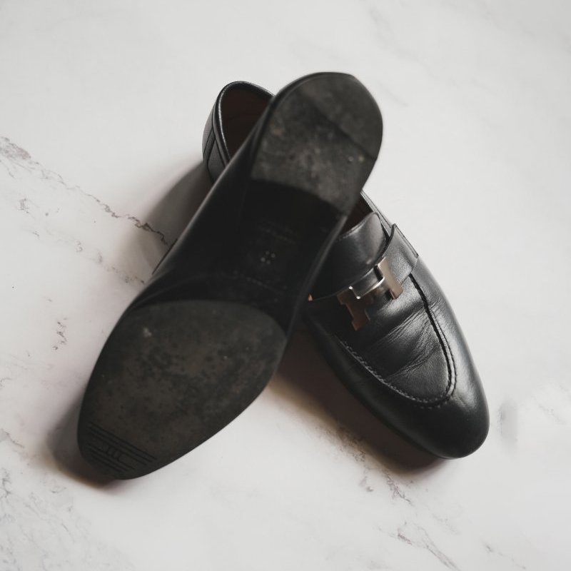 HERMES Paris loafer H樂福鞋 （黑/銀）-1
