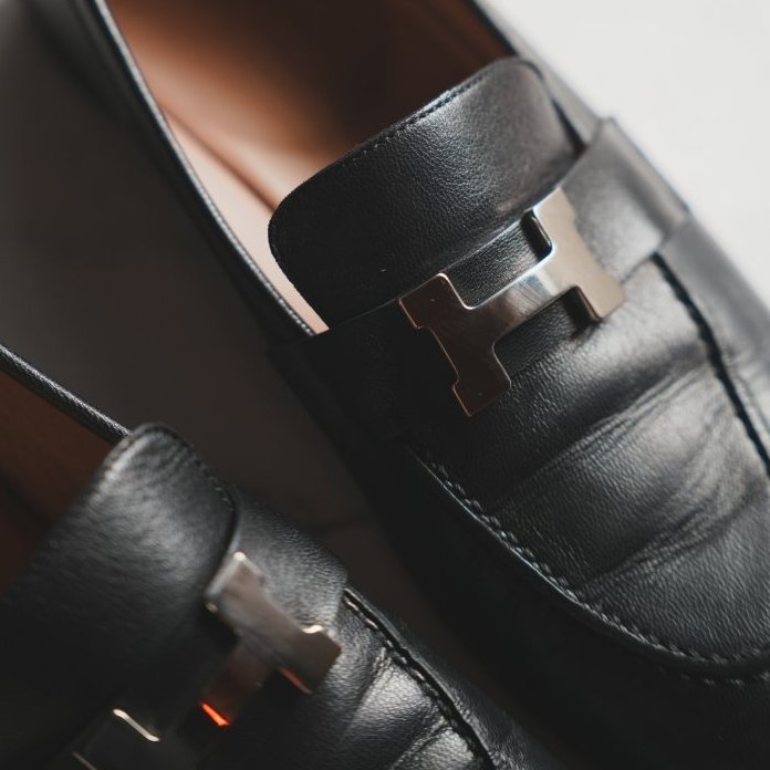 HERMES Paris loafer H樂福鞋 （黑/銀）-2
