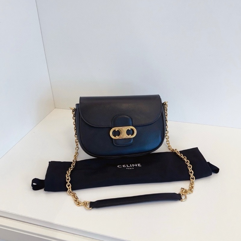 Celine Mallon Triomphe黑金 凱旋門豬鼻子鏈條郵差包 中號 23*17*6 98新塵袋-2
