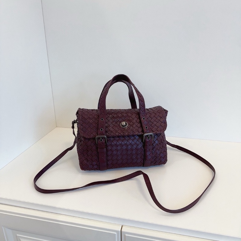 BV 酒紅色經典編織劍橋包公事包25*16*8 98新配件塵袋-1