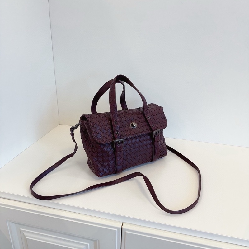 BV 酒紅色經典編織劍橋包公事包25*16*8 98新配件塵袋-3