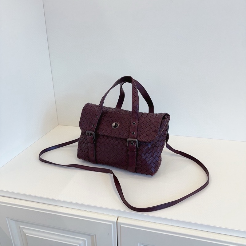 BV 酒紅色經典編織劍橋包公事包25*16*8 98新配件塵袋-5