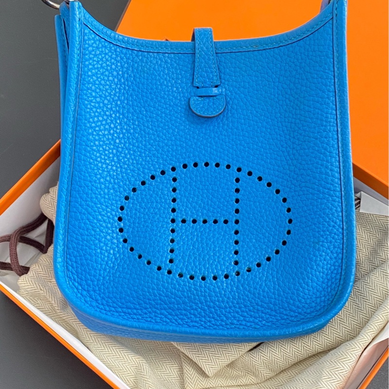 Hermes 愛馬仕 mini 伊芙琳 16 寶石藍銀扣 A刻-2