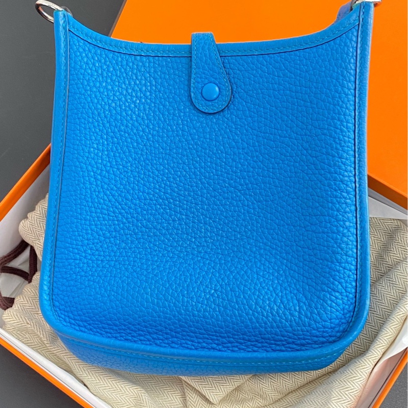 Hermes 愛馬仕 mini 伊芙琳 16 寶石藍銀扣 A刻-3