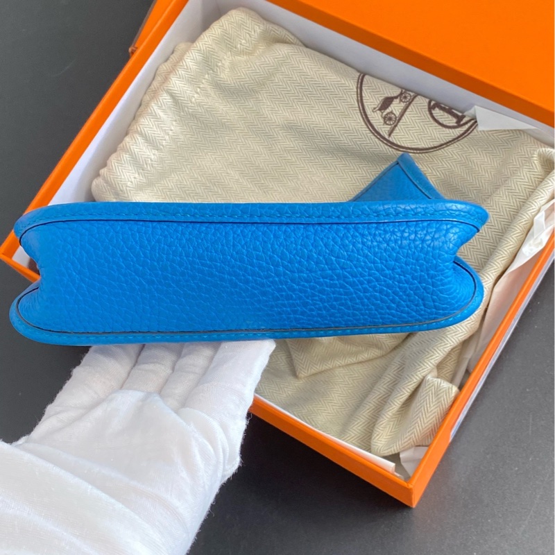 Hermes 愛馬仕 mini 伊芙琳 16 寶石藍銀扣 A刻-6