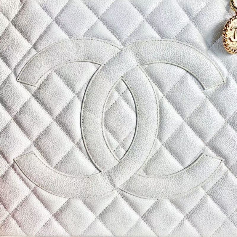 Chanel 中古希爾頓手提包 白金 荔枝皮 30*25*15 98新配件塵袋-3
