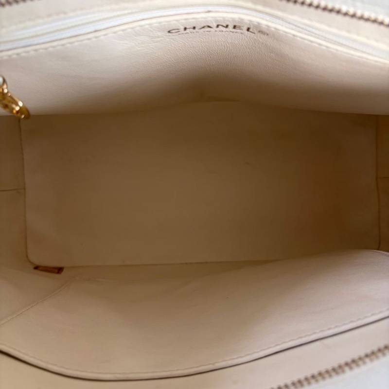 Chanel 中古希爾頓手提包 白金 荔枝皮 30*25*15 98新配件塵袋-4