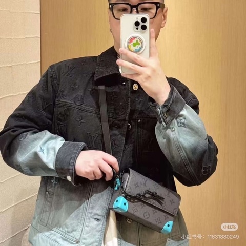 LV Steamer盒子包灰色 老花拼藍色 芯片款 17.5*11*6 98新配件盒子 塵袋 購證