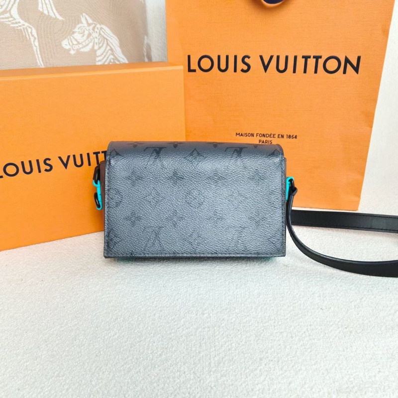 LV Steamer盒子包灰色 老花拼藍色 芯片款 17.5*11*6 98新配件盒子 塵袋 購證-7