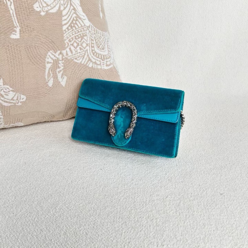 Gucci mini絲絨鑽扣酒神包 孔雀綠17*10*4  98新配件龍蝦扣 塵袋-3