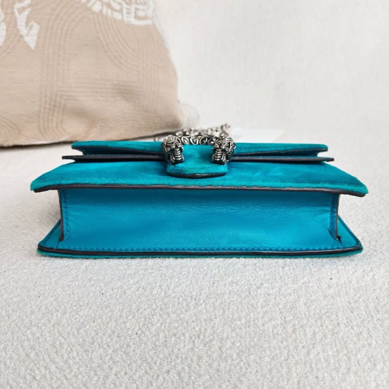 Gucci mini絲絨鑽扣酒神包 孔雀綠17*10*4  98新配件龍蝦扣 塵袋-4