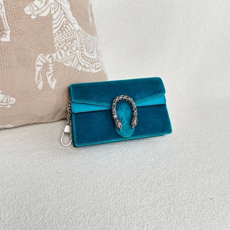 Gucci mini絲絨鑽扣酒神包 孔雀綠17*10*4  98新配件龍蝦扣 塵袋-5