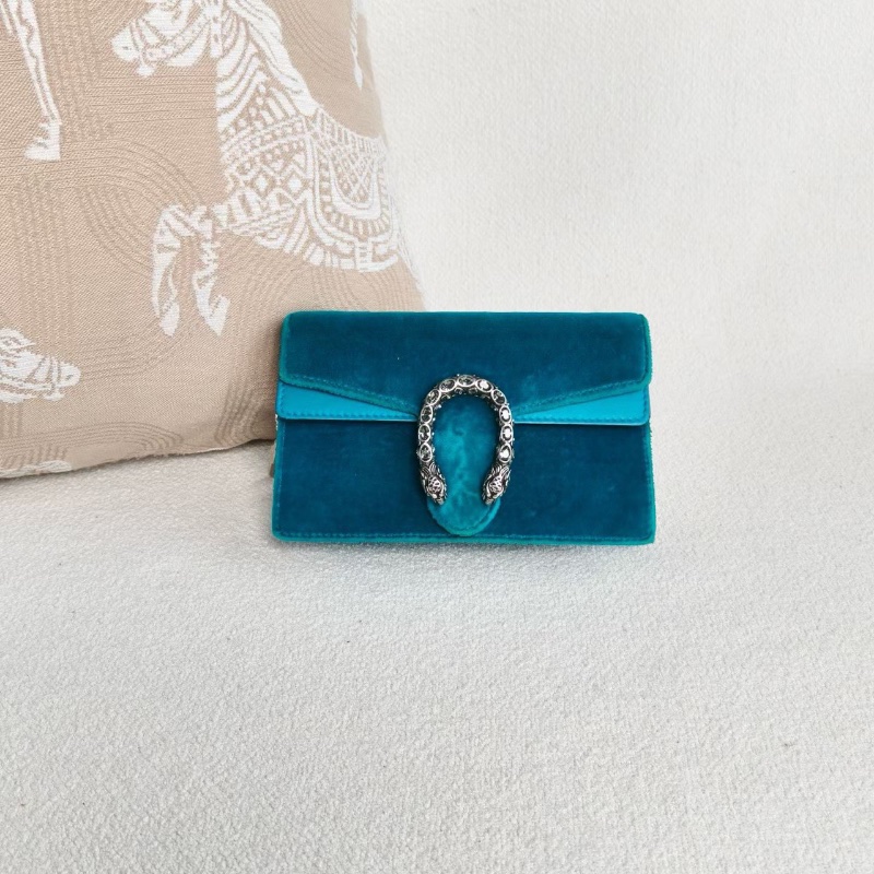 Gucci mini絲絨鑽扣酒神包 孔雀綠17*10*4  98新配件龍蝦扣 塵袋-6