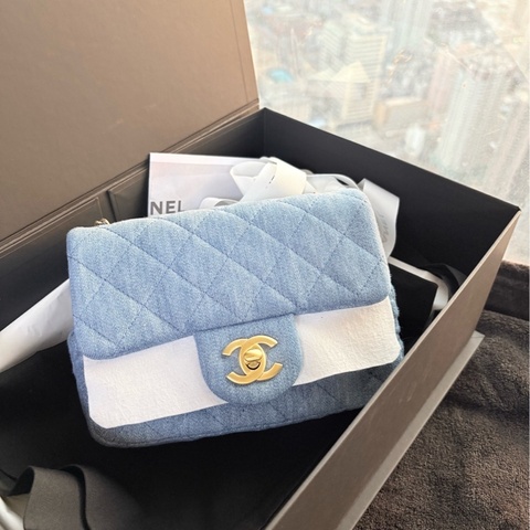 香奈兒 丹寧金球mini 方胖子