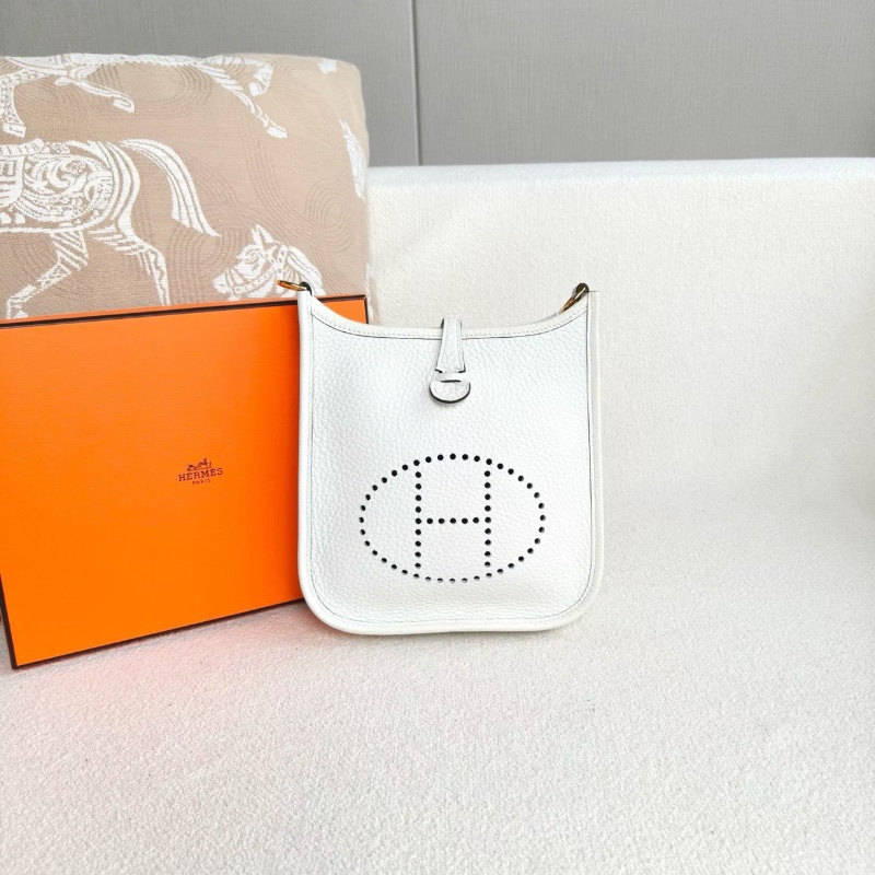 Hermes Evelyne mini白色 TC皮 金扣17*19*6  98新配件盒子 塵袋 肩帶 購證-5