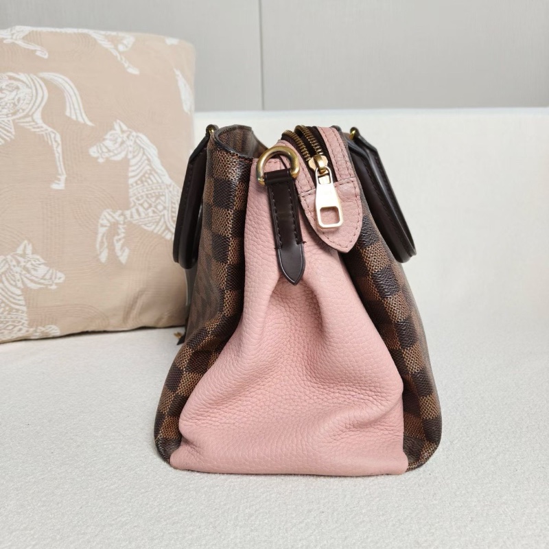 LV Normandy諾曼底棋盤格手提斜背包 棕棋盤格拼粉色  33*23*17 98新配件肩帶 鑰匙鎖 塵袋-7