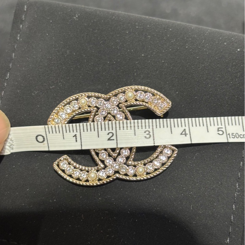 Chanel 員購胸針 小型 珍珠 水鑽-2