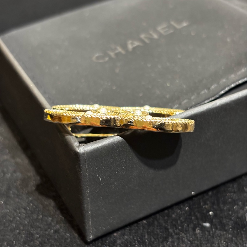 Chanel 員購胸針 小型 珍珠 水鑽-6