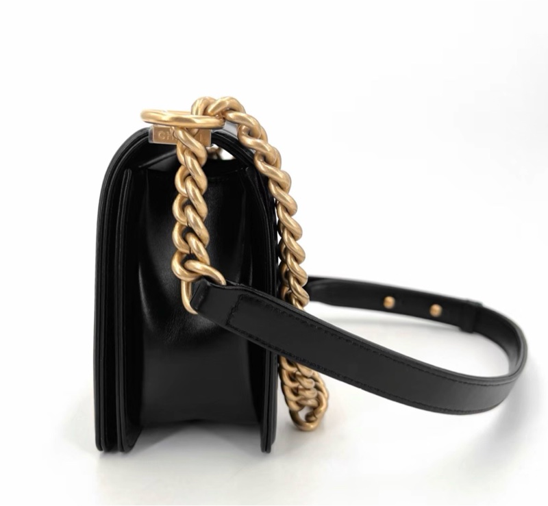 Chanel 22c 黑金 leboy mini 芯片 黑金鍊條 牛皮 光面-2