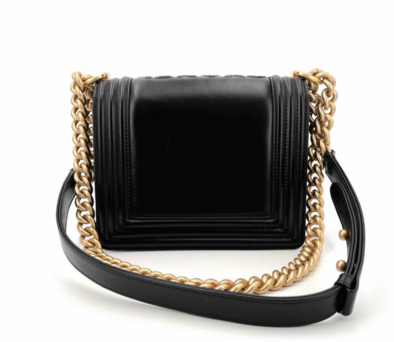 Chanel 22c 黑金 leboy mini 芯片 黑金鍊條 牛皮 光面-3