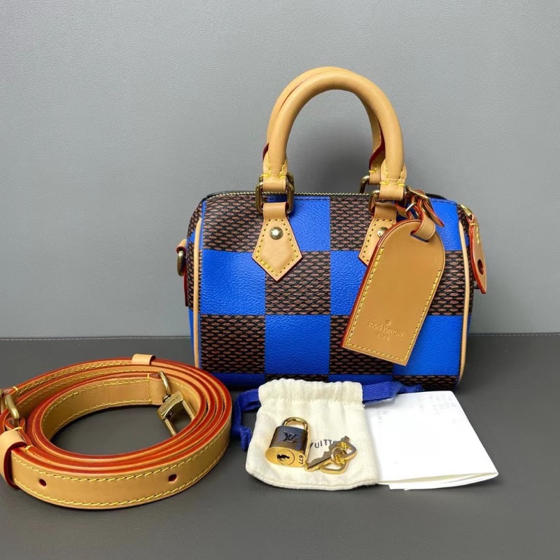 LV 芯片款Speedy nano棋盤格16.5*12*9cm  98新配件肩帶 鎖頭 鑰匙 購證 塵袋-2