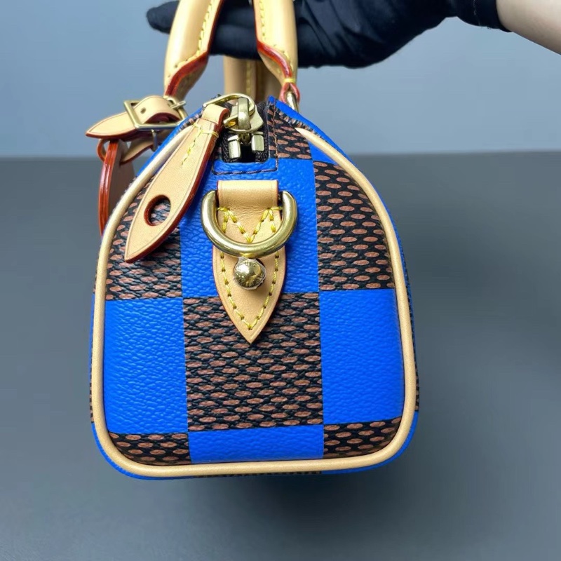LV 芯片款Speedy nano棋盤格16.5*12*9cm  98新配件肩帶 鎖頭 鑰匙 購證 塵袋-5