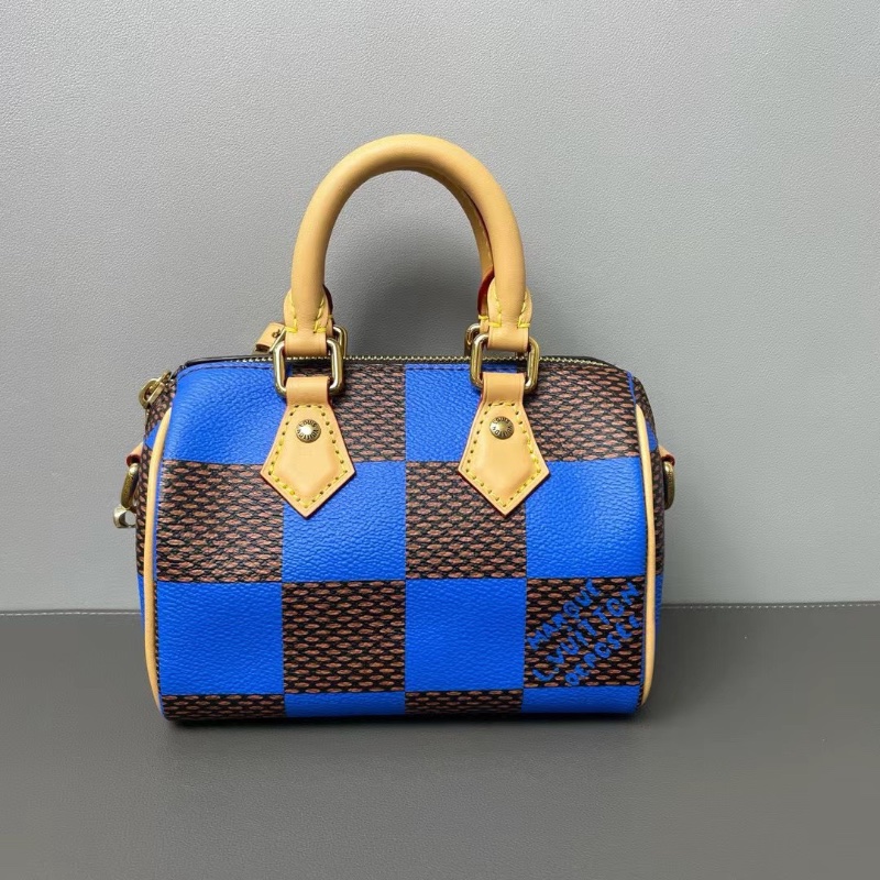 LV 芯片款Speedy nano棋盤格16.5*12*9cm  98新配件肩帶 鎖頭 鑰匙 購證 塵袋-9