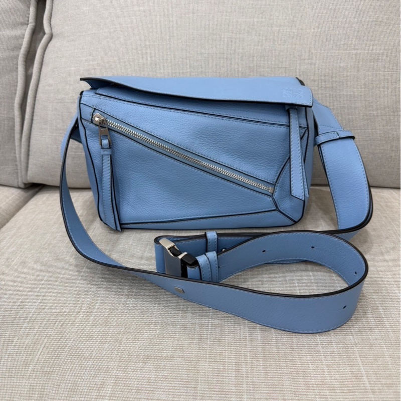 LOEWE PUZZLE胸腰包 淺藍色-0