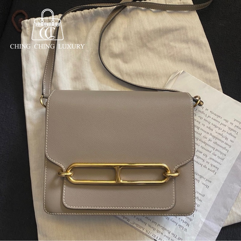 🌈Hermes🧡Roulis 23🧡大象灰金扣🌈98.5新 🌟evercolor皮🌟豬鼻子🌟愛馬仕🌟-0