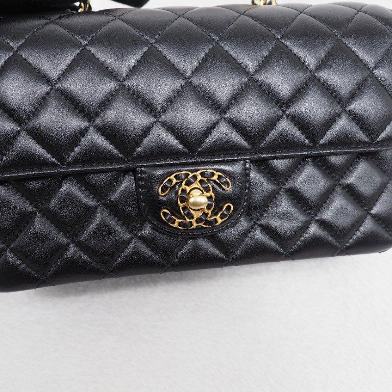 Chanel 24C CF23 Handle Black classic flap 香奈兒 黑色水鑽手柄單肩翻蓋包-6