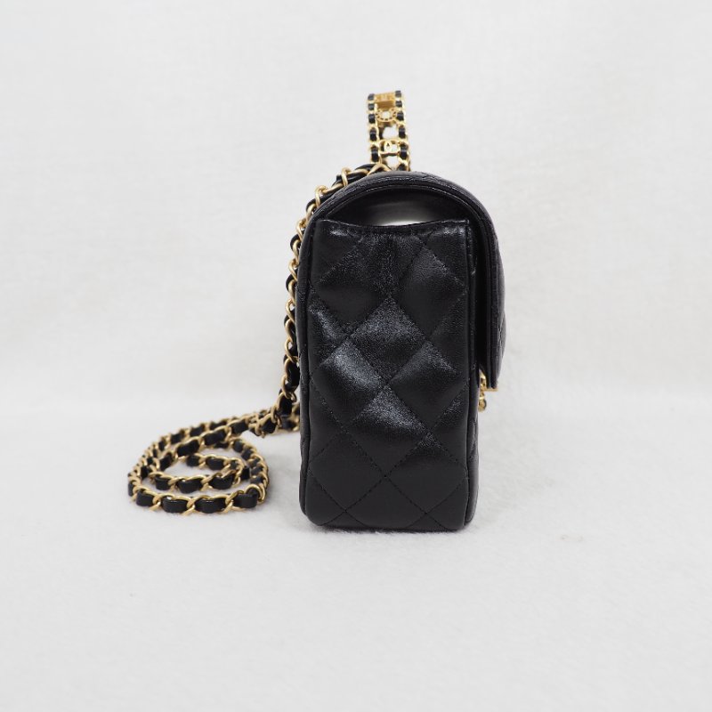 Chanel 24C CF23 Handle Black classic flap 香奈兒 黑色水鑽手柄單肩翻蓋包-8
