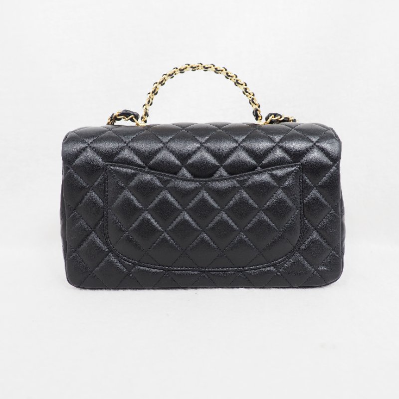 Chanel 24C CF23 Handle Black classic flap 香奈兒 黑色水鑽手柄單肩翻蓋包-9
