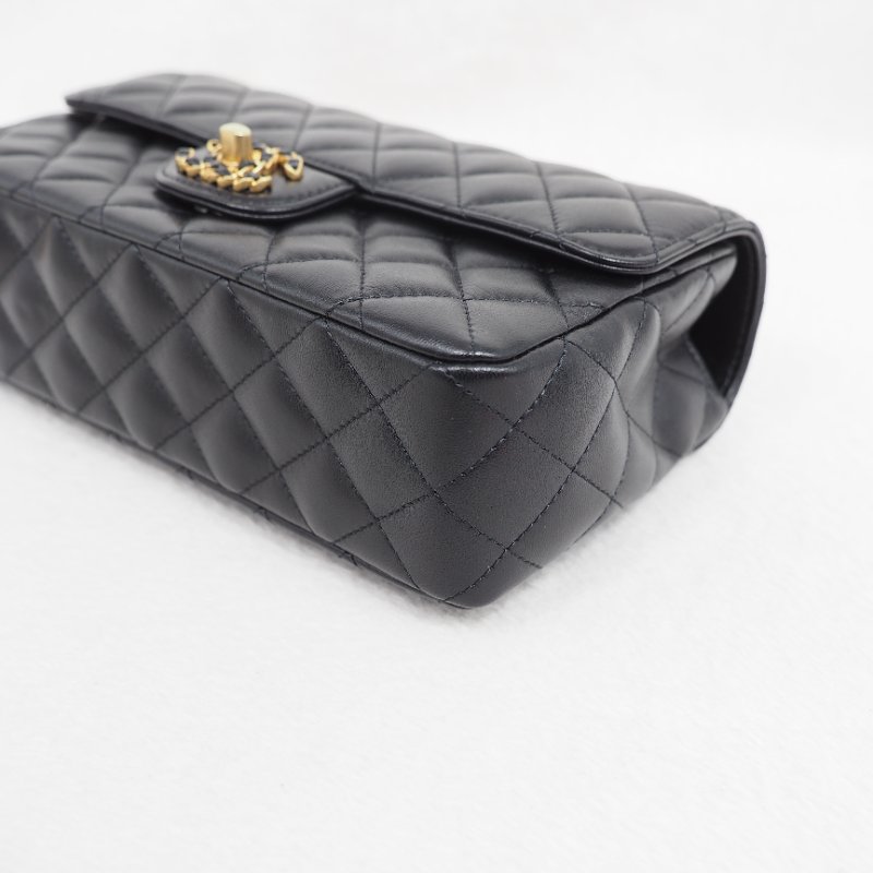 Chanel 24C CF23 Handle Black classic flap 香奈兒 黑色水鑽手柄單肩翻蓋包-11