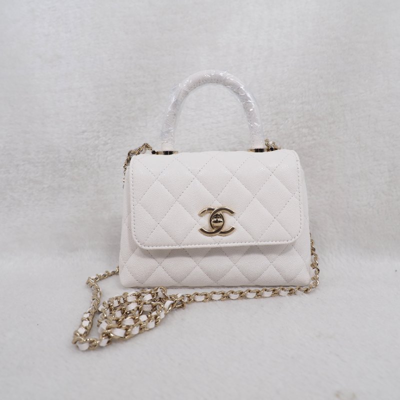 Chanel 24K Nano Coco Handle Caviar 香奈兒白色魚子醬芯片-0