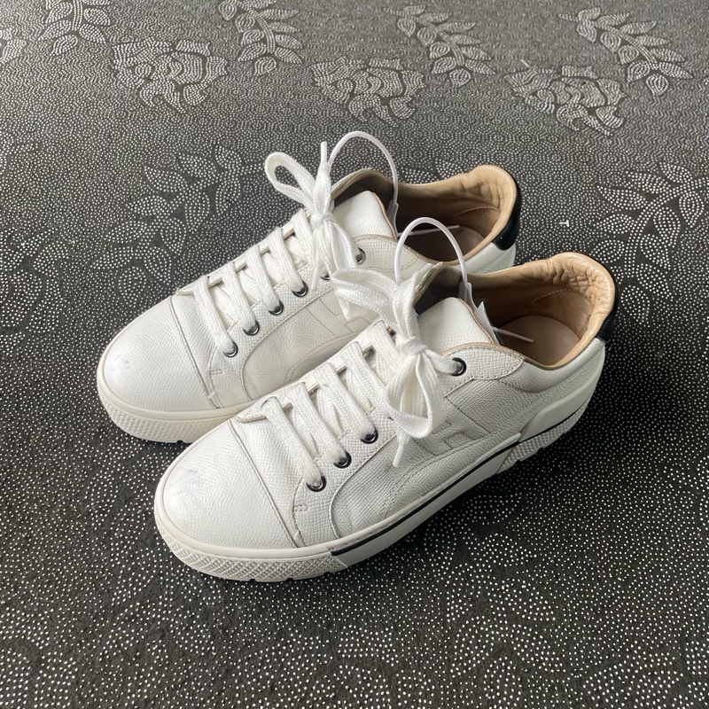 HERMES愛馬仕女鞋黑白板鞋37碼-0