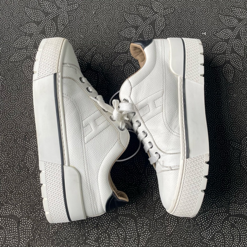 HERMES愛馬仕女鞋黑白板鞋37碼-4