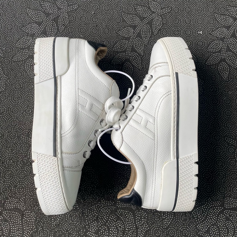 HERMES愛馬仕女鞋黑白板鞋37碼-5