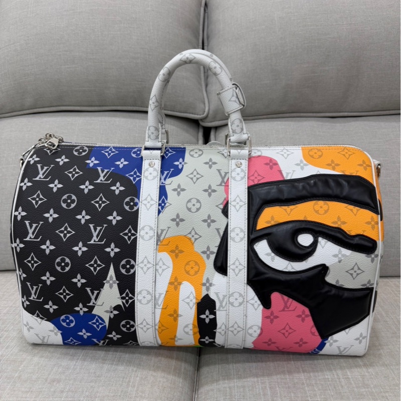 LV 白花 眼睛系列旅行袋#45公分#晶片款#限量版#-7