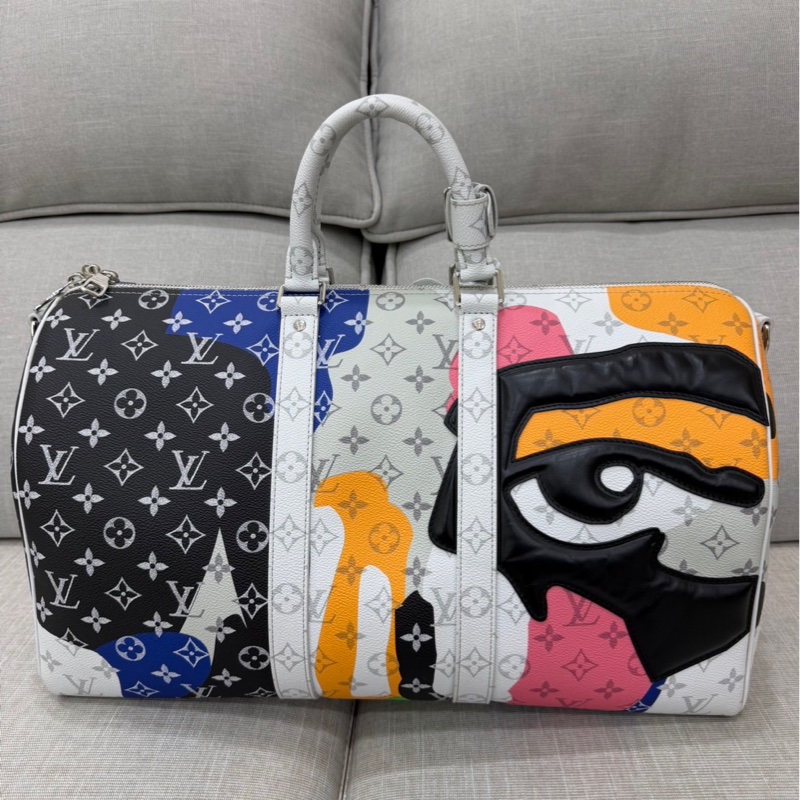 LV 白花 眼睛系列旅行袋#45公分#晶片款#限量版#-9
