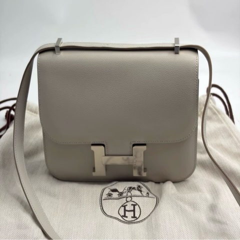 Hermes Mini Constance 珍珠灰銀扣