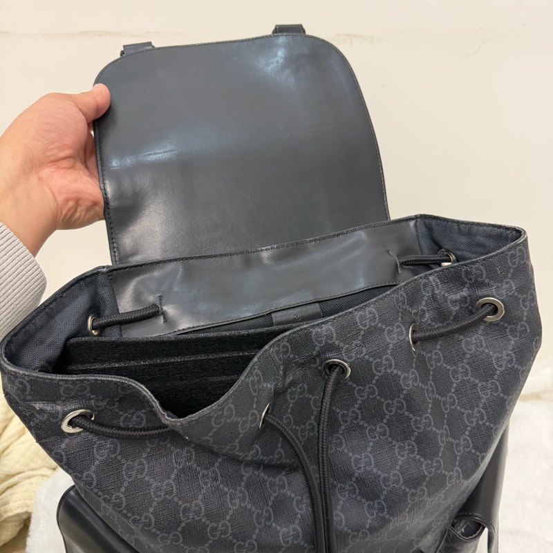 Gucci黑牛皮LOGO後背包（495563）-7