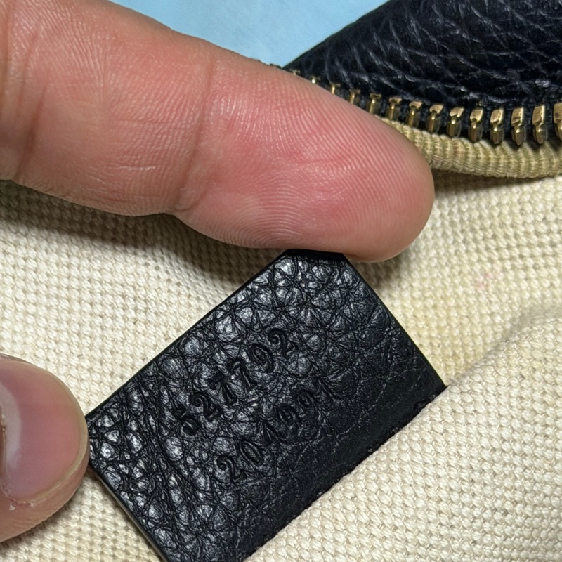 Gucci黑色牛皮印花腰包(小號）-10