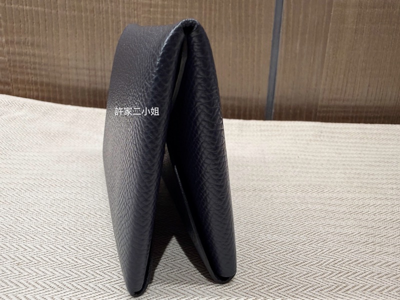 Hermes 98新 二手閒置Calvi Duo 午夜藍雙層釦式零錢卡包-12