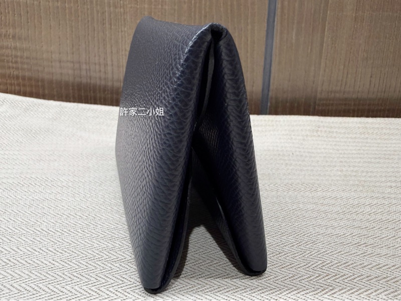 Hermes 98新 二手閒置Calvi Duo 午夜藍雙層釦式零錢卡包-13