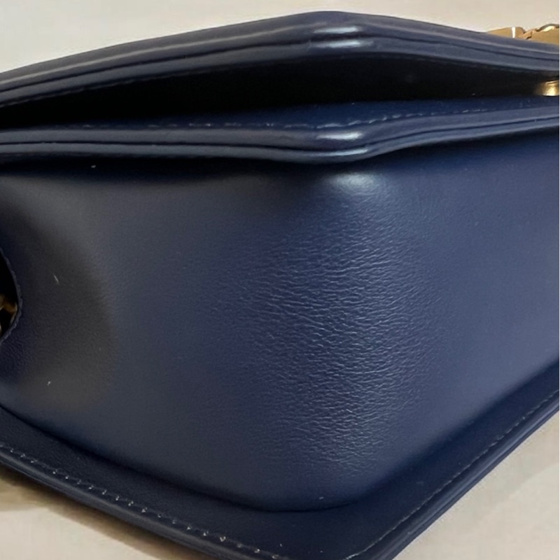 CHANEL 香奈兒 藍色 羊皮 菱格 25公分boy鍊包/肩背包/斜背包-16